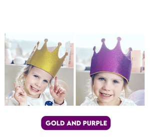 Bookywoo Purple and Gold Sparkle Glitter Party Crowns - 5 Pack